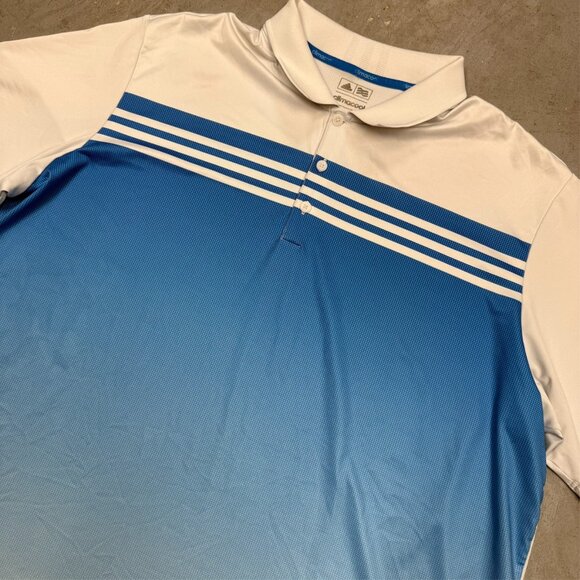 Adidas Climacool Golf Polo Shirt Blue Stretch Short Sleeve XXL - Picture 3 of 7